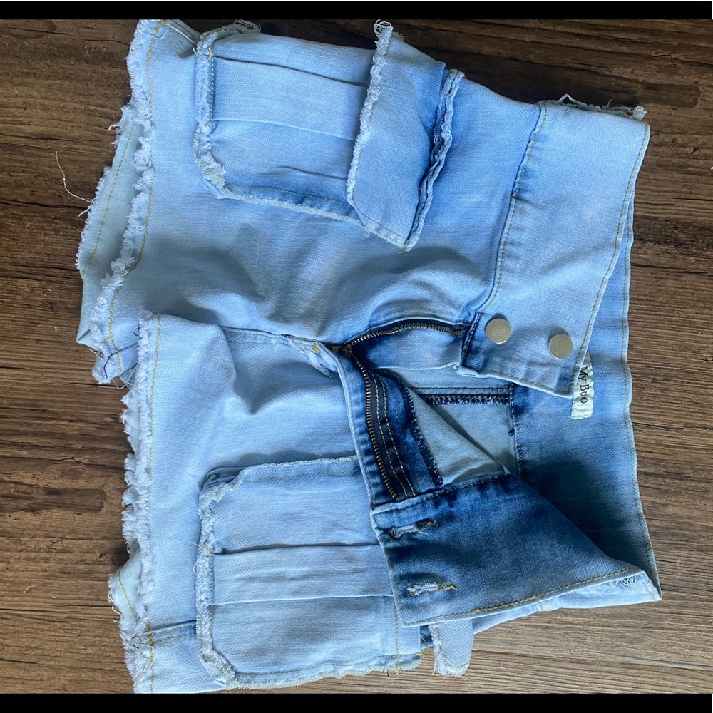 High-waisted denim shorts